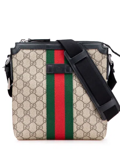 Pre-owned Gucci 2000-2015 Gg Supreme Web Crossbody Bag In Brown