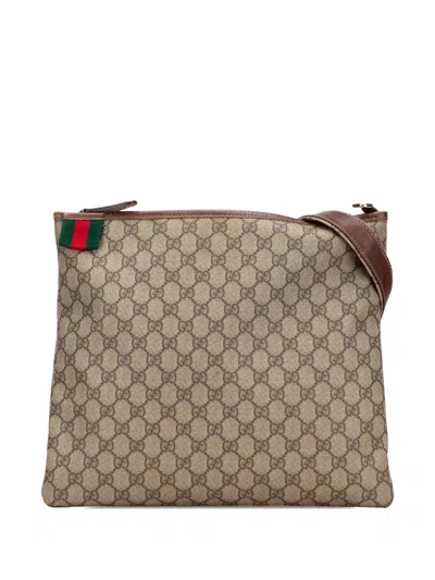 Pre-owned Gucci 2000-2015 Gg Supreme Web Crossbody Bag In Brown