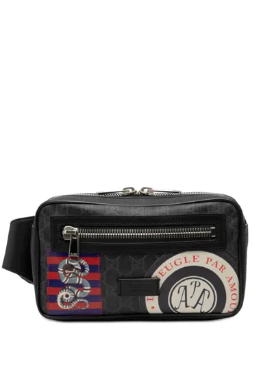 Pre-owned Gucci 2000-2015 Gg Supreme Web Night Courrier Belt Bag In Black