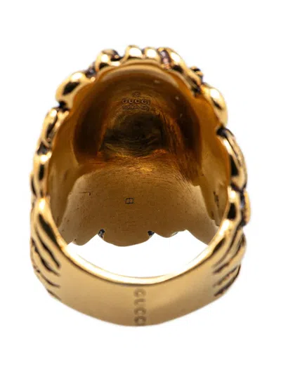 Pre-owned Gucci 2000-2015 Gold Plated Lion Head Ring Costume Ring