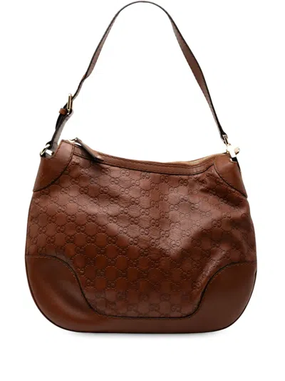 Pre-owned Gucci 2000-2015 Ssima Charlotte Hobo Bag In Brown