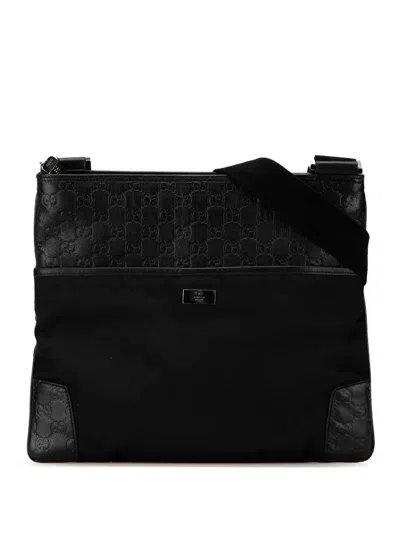 Pre-owned Gucci 2000-2015 Ssima Nylon Crossbody Bag In Black