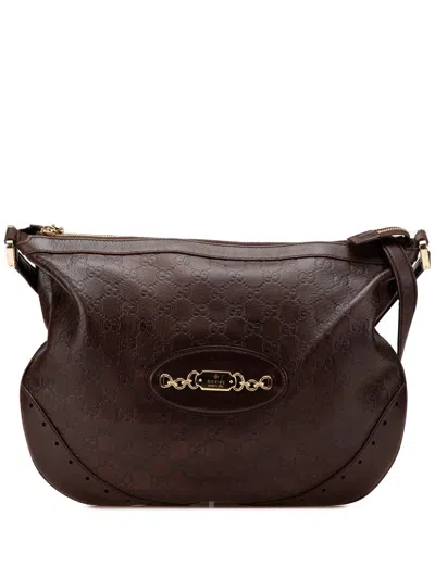 Pre-owned Gucci 2000-2015 Ssima Punch Crossbody Bag In Brown