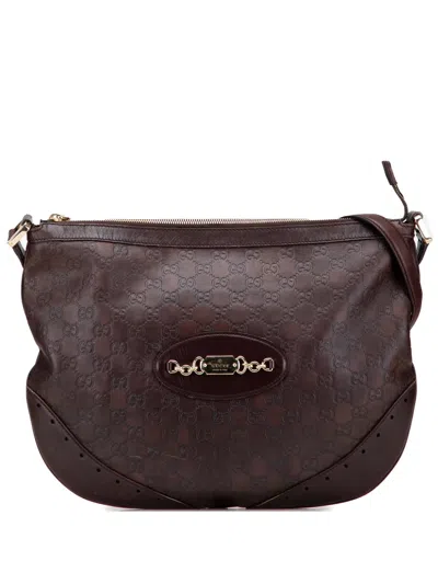 Pre-owned Gucci 2000-2015 Ssima Punch Crossbody Bag In Brown
