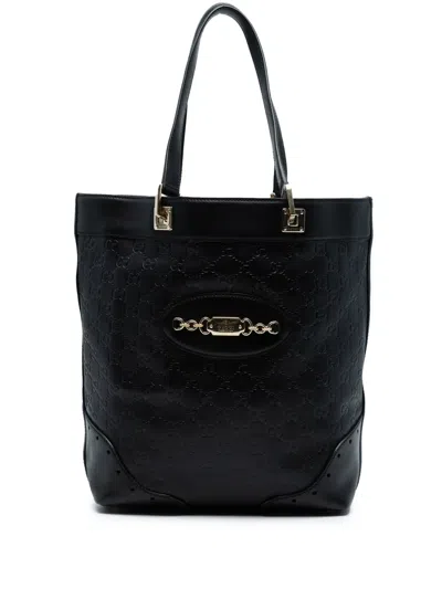 Pre-owned Gucci 2000-2015 Ssima Punch Tote Bag In Black