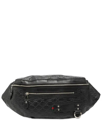 Pre-owned Gucci 2000-2015 Ssima Web Belt Bag In Black