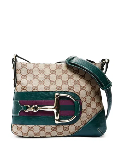 Pre-owned Gucci 2000-2015 Horsebit Gg-motif Cross Body Bag In Neutral
