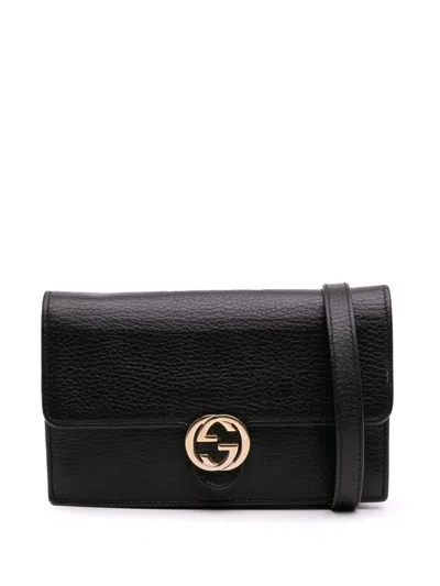 Pre-owned Gucci 2000-2015 Interlocking G Dollar Calfskin Wallet On Chain Crossbody Bag