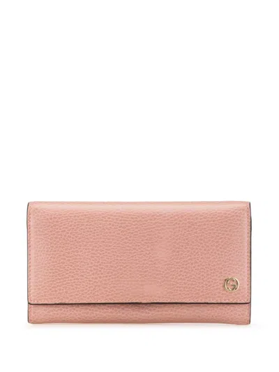 Pre-owned Gucci 2000-2015 Interlocking G Leather Wallet Long Wallets In 粉色