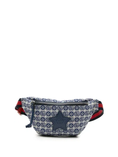 Pre-owned Gucci 2000-2015 Kids Gg Canvas Stars Web Belt Bag In Blue