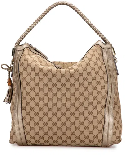 Pre-owned Gucci 2000-2015 Large Gg Canvas Bella Shoulder Bag In Gold