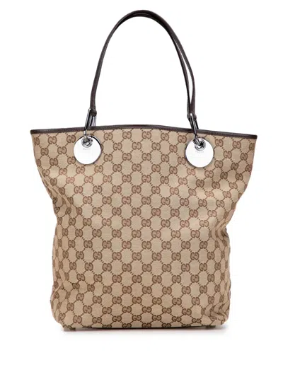 Pre-owned Gucci 2000-2015 Large Gg Canvas Eclipse Tote Bag In Brown