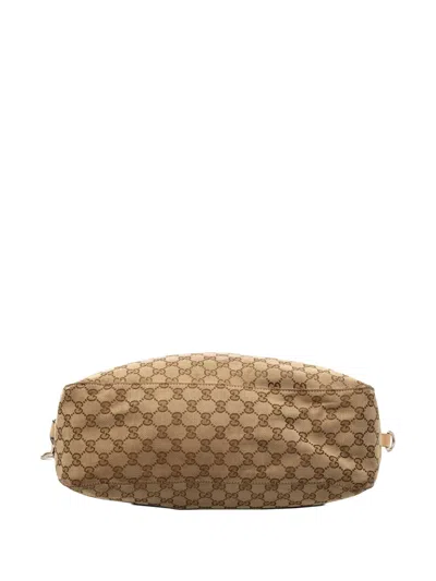 Pre-owned Gucci 2000-2015 Large Gg Canvas Icon Bit Satchel In Brown