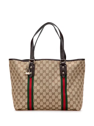 Pre-owned Gucci 2000-2015 Large Gg Canvas Jolicoeur Tote Bag In Brown