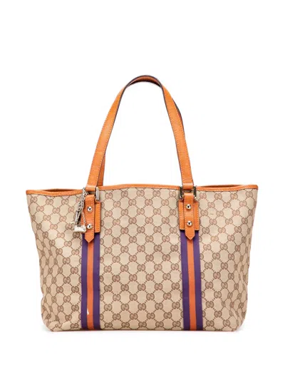 Pre-owned Gucci 2000-2015 Large Gg Canvas Jolicoeur Tote Bag In Brown