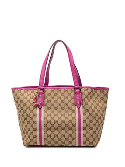 Pre-owned Gucci 2000-2015 Large Gg Canvas Jolicoeur Tote Bag In Brown
