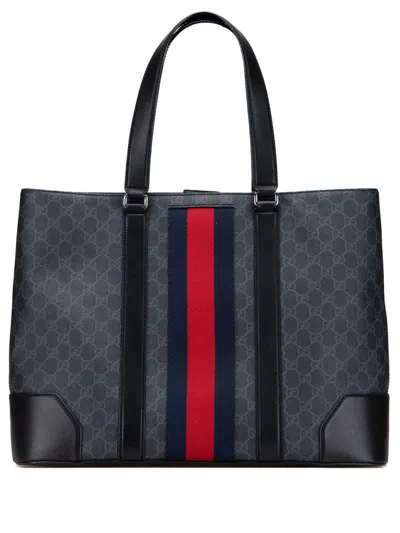Pre-owned Gucci 2000-2015 Large Gg Supreme Web Tote Bag In Black