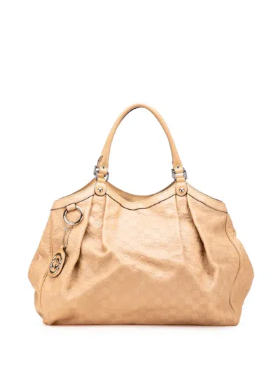 Pre-owned Gucci 2000-2015 Large Ssima Sukey Tote Bag In Brown