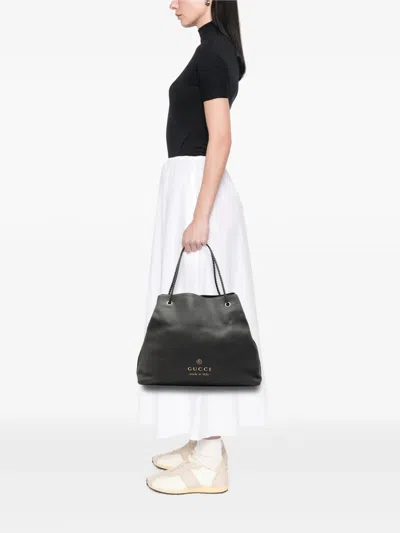 Pre-owned Gucci 2000-2015 Large Leather Gifford Tote Bag In Gray