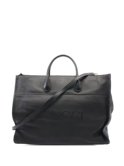 Pre-owned Gucci 2000-2015 Large Leather Logo Convertible Satchel