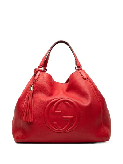 Pre-owned Gucci 2000-2015 Large Leather Soho Cellarius Tote Bag In Red