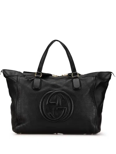 Pre-owned Gucci 2000-2015 Large Leather Soho Zip Tote Bag In Black