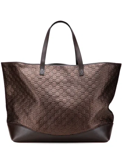 Pre-owned Gucci 2000-2015 Large Metallic Ssima Tote Bag In Brown