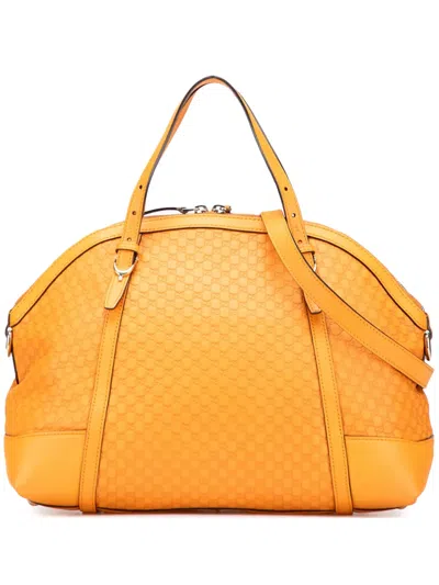 Pre-owned Gucci 2000-2015 Large Microssima Nice Dome Satchel In Yellow