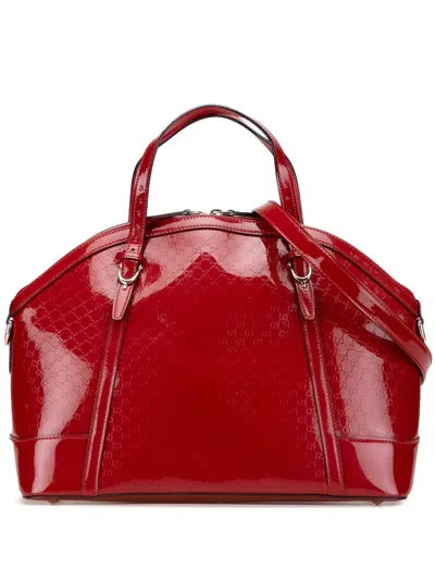 Pre-owned Gucci 2000-2015 Large Microssima Patent Nice Dome Satchel In Red