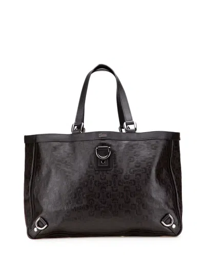 Pre-owned Gucci 2000-2015 Leather Abbey D Ring Horsebit Tote Bag In Brown