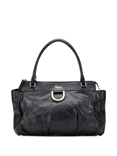 Pre-owned Gucci 2000-2015 Leather Abbey D Ring Tote Bag In Black