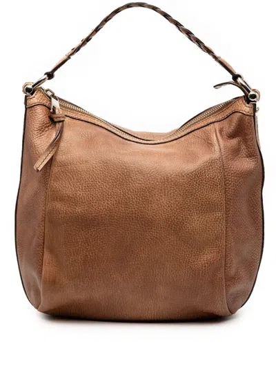 Pre-owned Gucci 2000-2015 Leather Bamboo Shoulder Bag In Brown