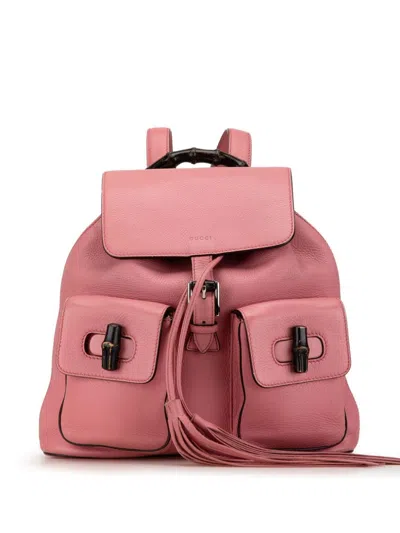 Pre-owned Gucci 2000-2015 Leather Bamboo Tassel Backpack In Pink