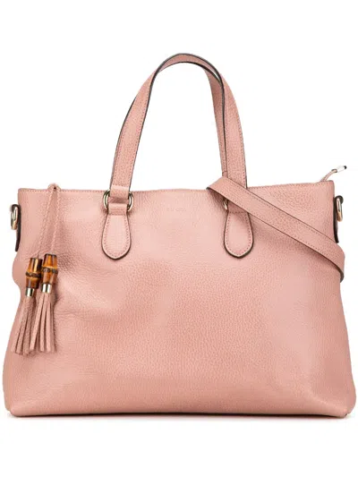 Pre-owned Gucci 2000-2015 Leather Bamboo Tassel Satchel In Pink