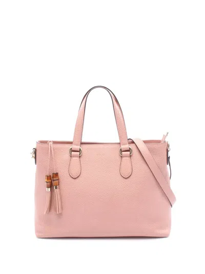Pre-owned Gucci 2000-2015 Leather Bamboo Tassel Satchel In Pink