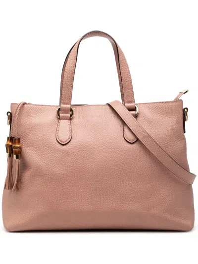 Pre-owned Gucci 2000-2015 Leather Bamboo Tassel Satchel In Pink