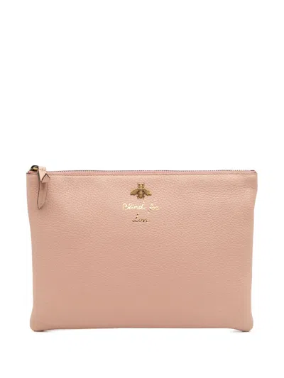 Pre-owned Gucci 2000-2015 Leather Blind For Love Clutch Bag In Pink