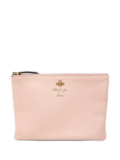 Pre-owned Gucci 2000-2015 Leather Blind For Love Clutch Bag In Pink