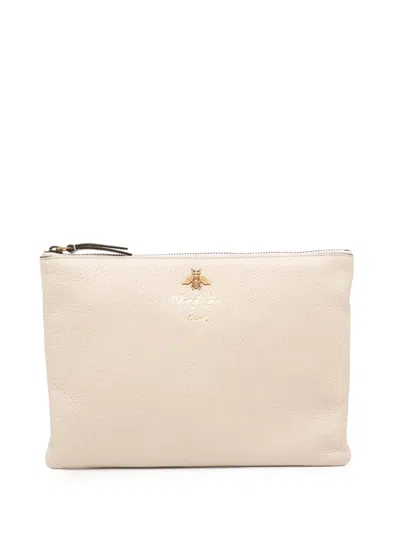 Pre-owned Gucci 2000-2015 Leather Blind For Love Clutch Bag In White