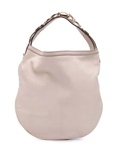 Pre-owned Gucci 2000-2015 Leather Horsebit Hobo Bag In White