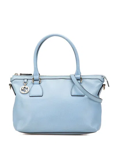 Pre-owned Gucci 2000-2015 Leather Interlocking G Charmy Satchel In Blue