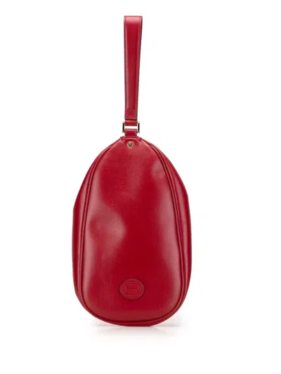 Pre-owned Gucci 2000-2015 Leather Interlocking G Oval Clutch Bag In Red