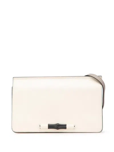 Pre-owned Gucci 2000-2015 Leather Lady Bamboo Shoulder Bag In White