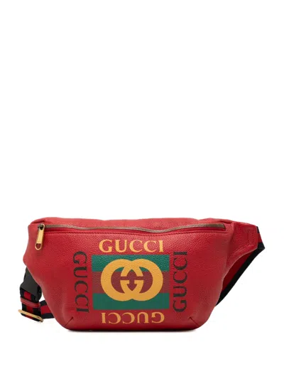 Pre-owned Gucci 2000-2015 Leather Logo Belt Bag In Red