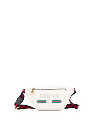 Pre-owned Gucci 2000-2015 Leather Logo Belt Bag In White
