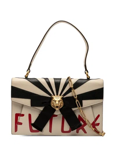 Pre-owned Gucci 2000-2015 Leather Osiride Top Handle Flap Satchel In Brown