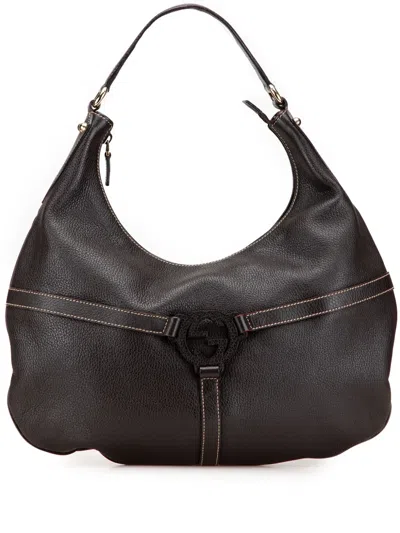Pre-owned Gucci 2000-2015 Leather Reins Hobo Bag In Brown