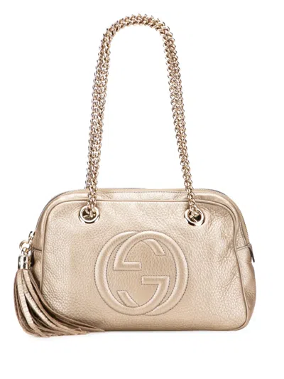 Pre-owned Gucci 2000-2015 Leather Soho Chain Zip Shoulder Bag In Gold