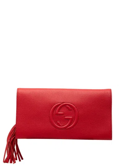Pre-owned Gucci 2000-2015 Leather Soho Disco Clutch Bag In Red