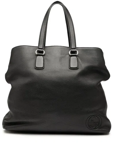 Pre-owned Gucci 2000-2015 Leather Soho Open Tote Bag In Black